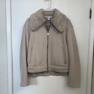 Athleta Cream Teddy Jacket with Shearling Collar